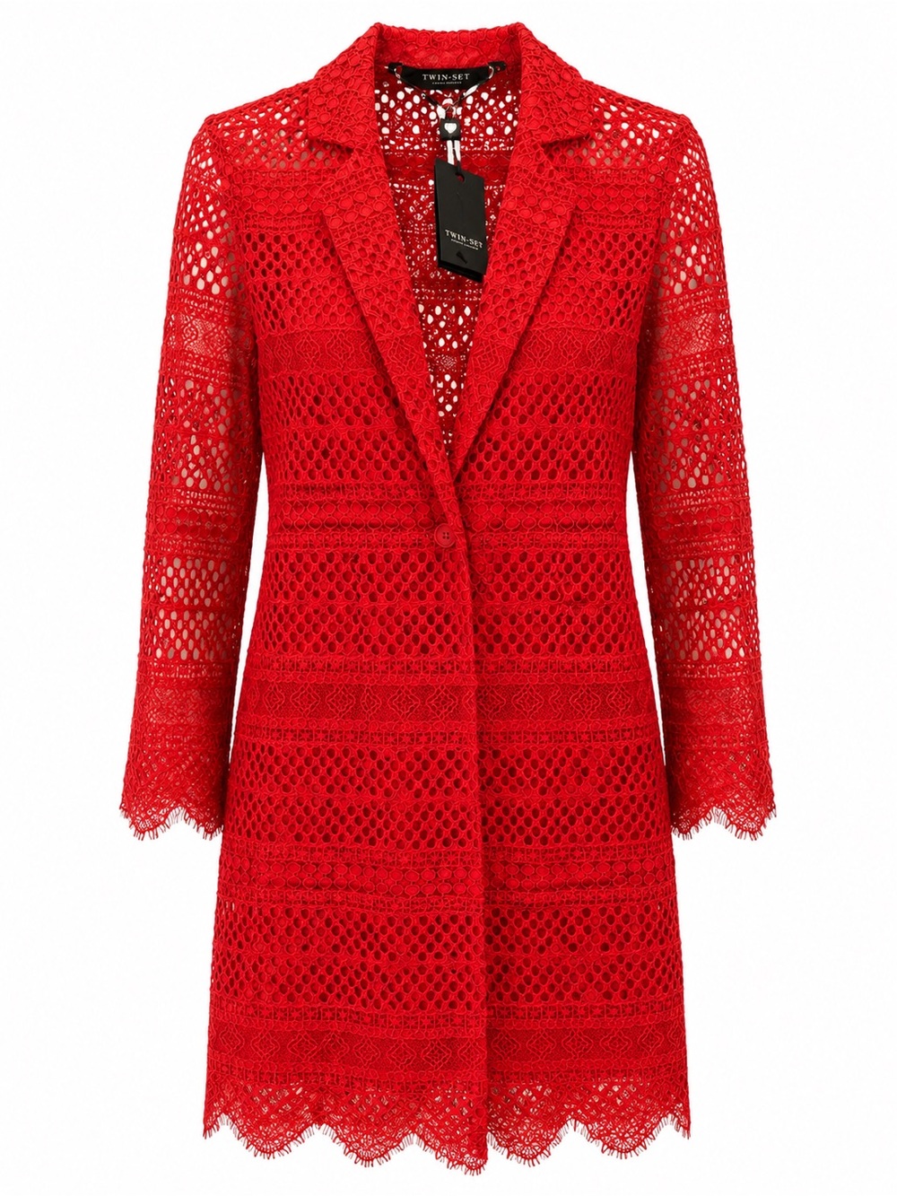 Twin-Set Red Crochet Lace Blazer Jacket